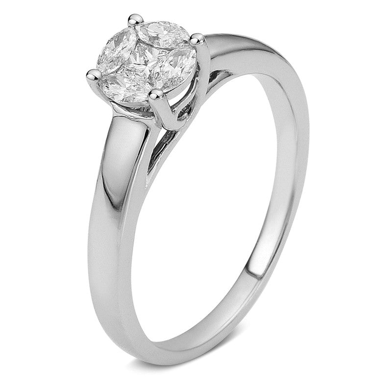 Ring 18 kt WG, 4 Nav. 0,22 ct, TW-si, 1 Princ. 0,09 ct, TW-si