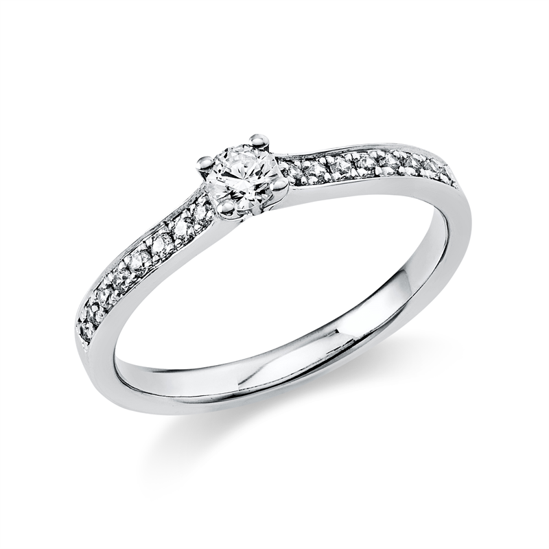 Ring 14 kt WG, 16 Brill. 0,14 ct, TW-si, 1 Brill. 0,15 ct, TW-si