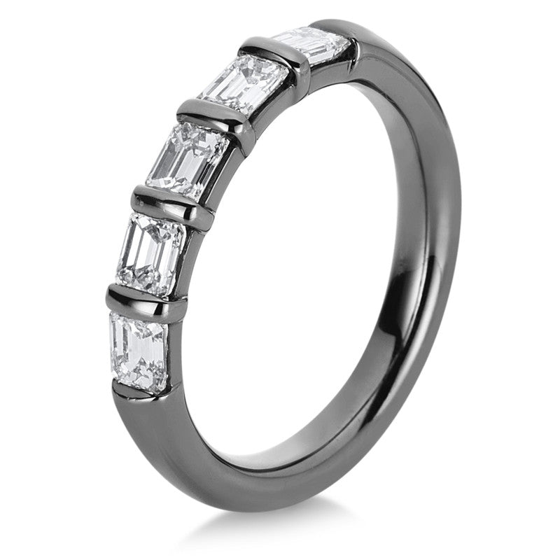 Ring 18 kt WG, schwarz rhodiniert, 5 Sm.schliff 1,26 ct, TW-vsi