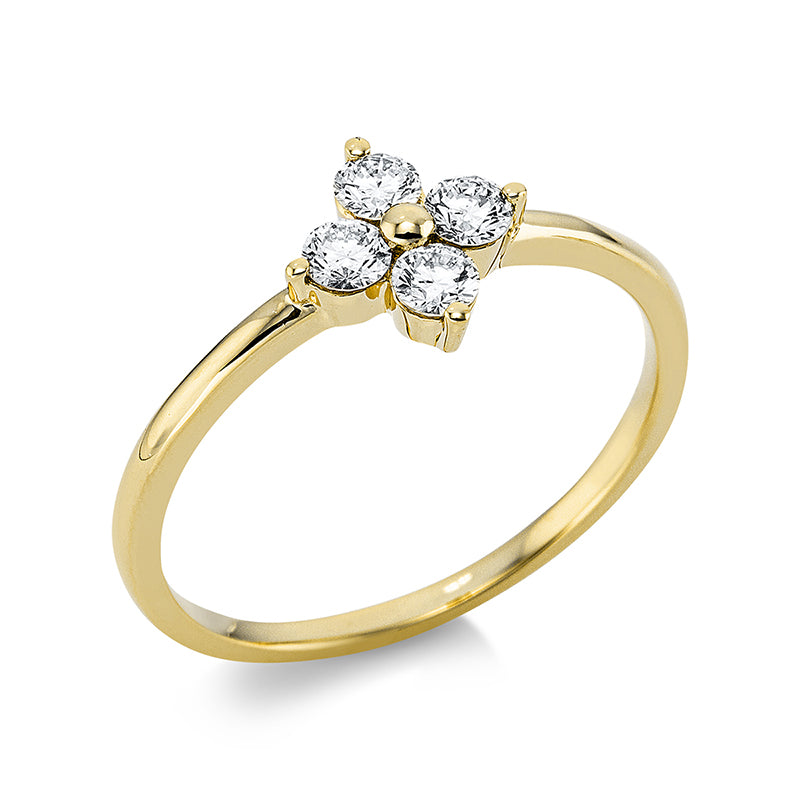 Ring 18 kt GG, 4 Brill. 0,38 ct, TW-si