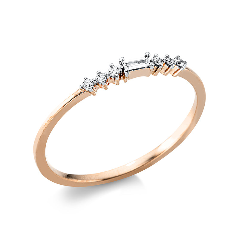 Ring 18 kt RG+WG, 1 Bag. 0,04 ct, TW-si, 6 Brill. 0,04 ct, TW-si