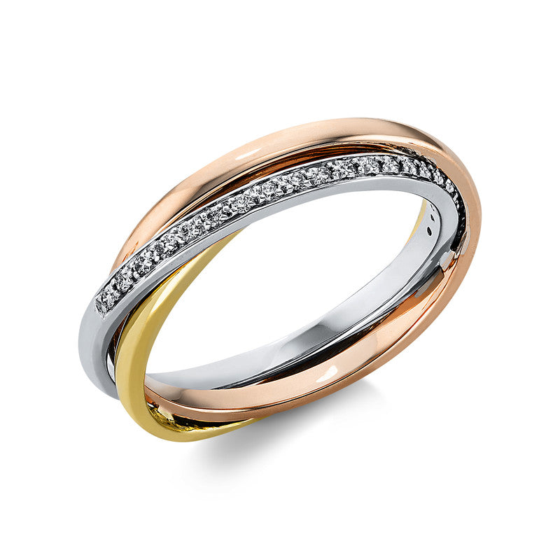 Ring 18 kt WG+GG+RG, 20 Brill. 0,10 ct, TW-si