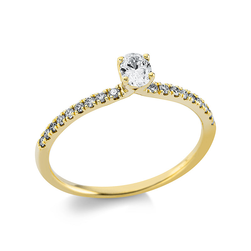 Ring 18 kt GG, 1 Oval 0,19 ct, TW-si, 18 Brill. 0,15 ct, TW-si