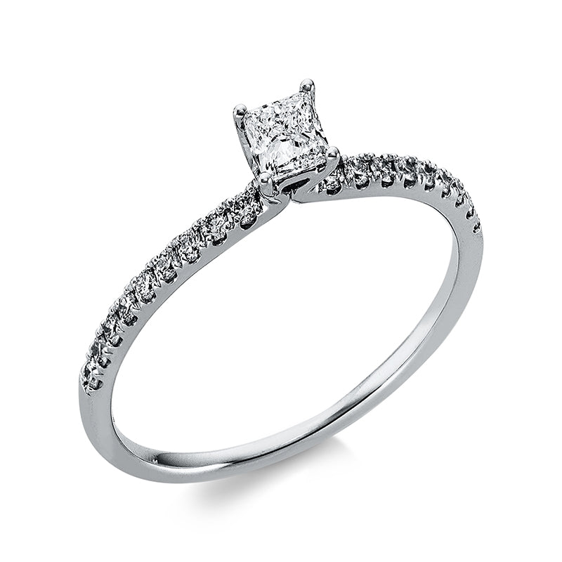 Ring 18 kt WG, 1 Princ. 0,19 ct, TW-si, 18 Brill. 0,15 ct, TW-si