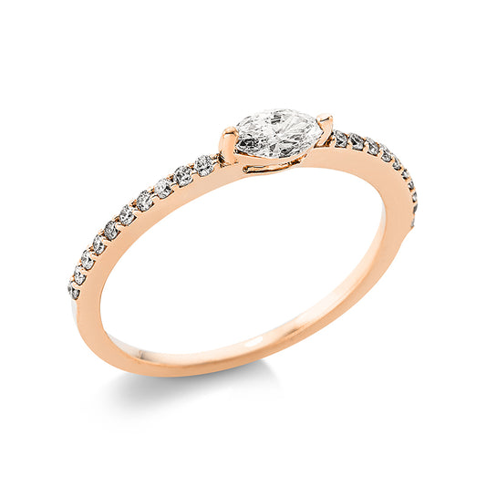 Ring 18 kt RG, 1 Nav. 0,23 ct, TW-si, 20 Brill. 0,14 ct, TW-si
