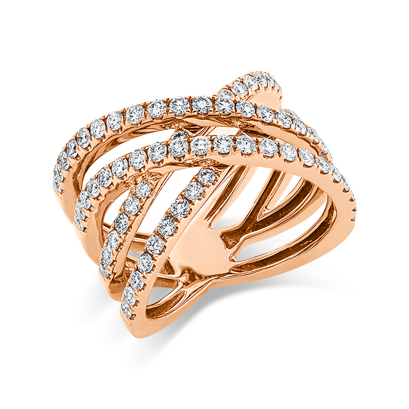 Ring 18 kt RG, 74 Brill. 1,33 ct, TW-si