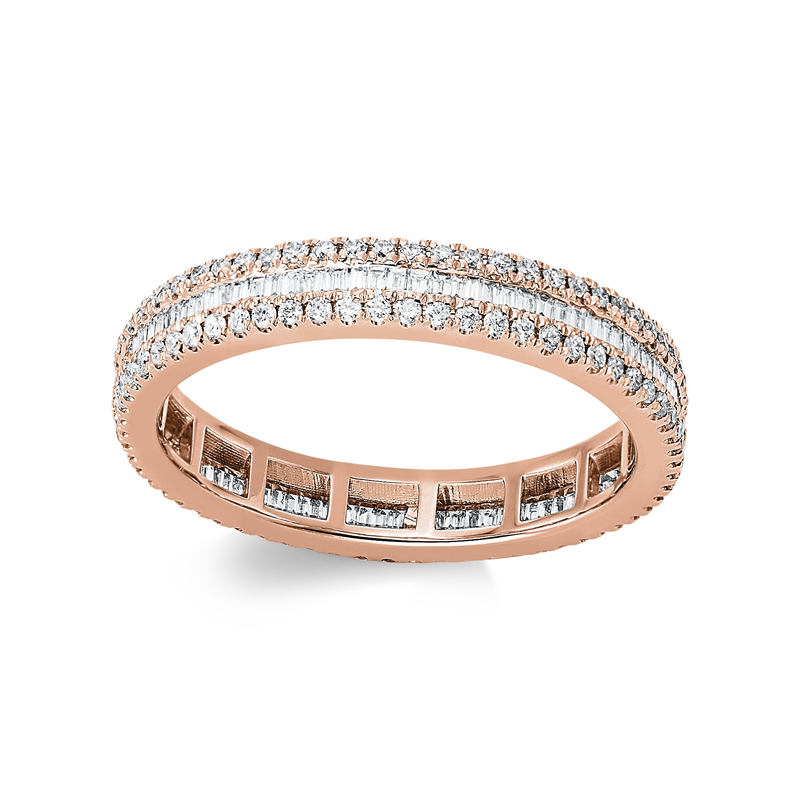 Ring 18 kt RG, 97 Bag. 0,30 ct, TW-si, 124 Brill. 0,43 ct, TW-si