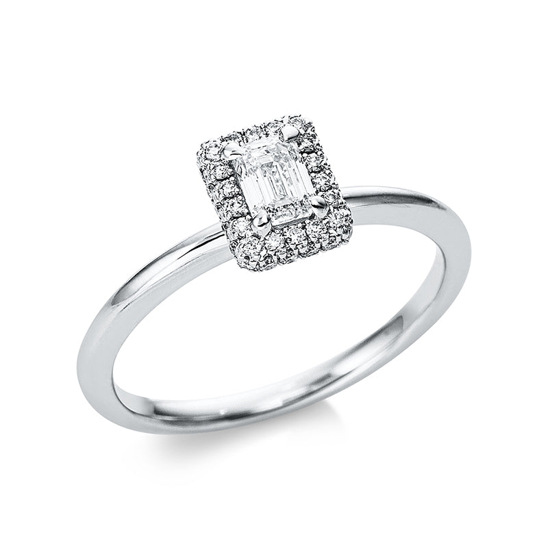 Ring 18 kt WG, 1 Sm.schliff 0,31 ct, TW-si, 40 Brill. 0,15 ct, TW-si
