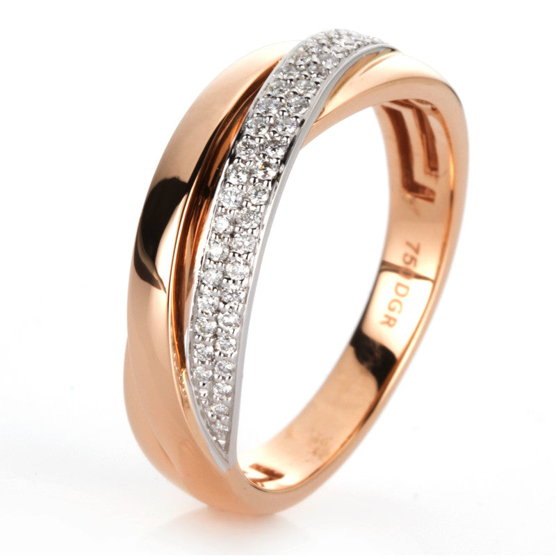 Ring 18 kt RG+WG, 46 Brill. 0,17 ct, TW-si