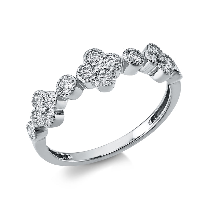 Ring 18 kt WG, 16 Brill. 0,45 ct, TW-si, 3 Brill. 0,02 ct, TW-si