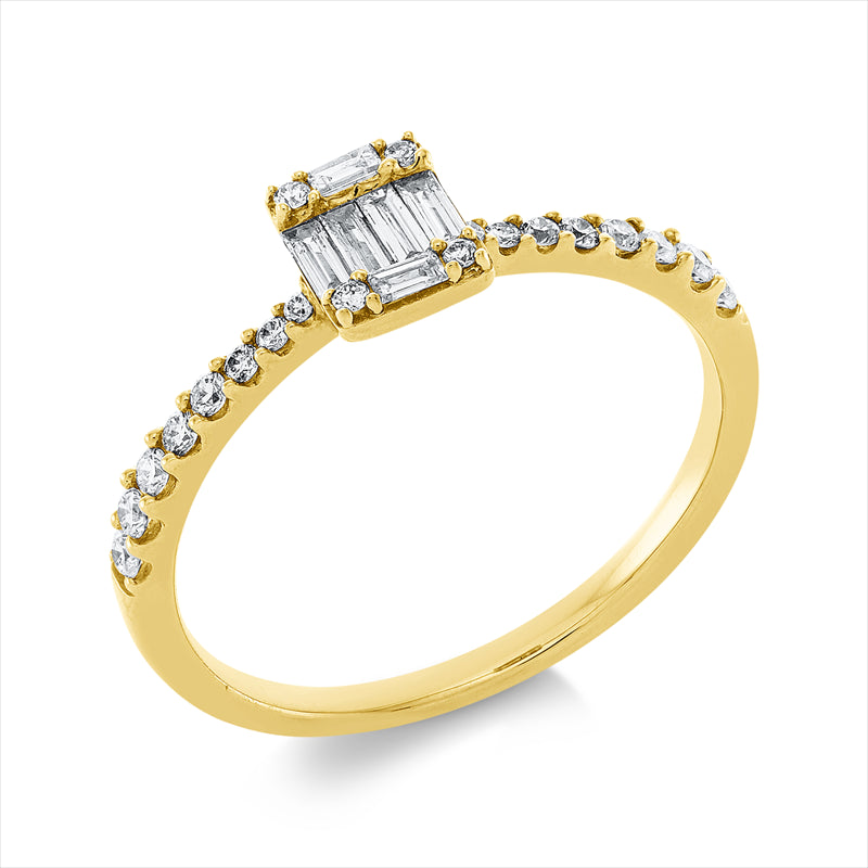 Ring 18 kt GG, 10 Brill. 0,13 ct, TW-si, 2 Bag. 0,04 ct, TW-vsi, 4 Bag. 0,09 ct, TW-vsi, 10 Brill. 0,05 ct, TW-si