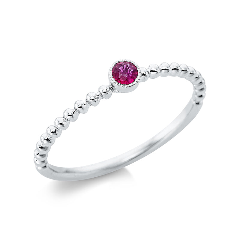 Ring 18 kt WG, 1 Rubin 0,09 ct rot