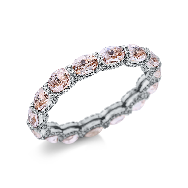Ring 18 kt RG+WG, 195 Dia. 0,47 ct, W-si, 15 Morganit 2,19 ct pink