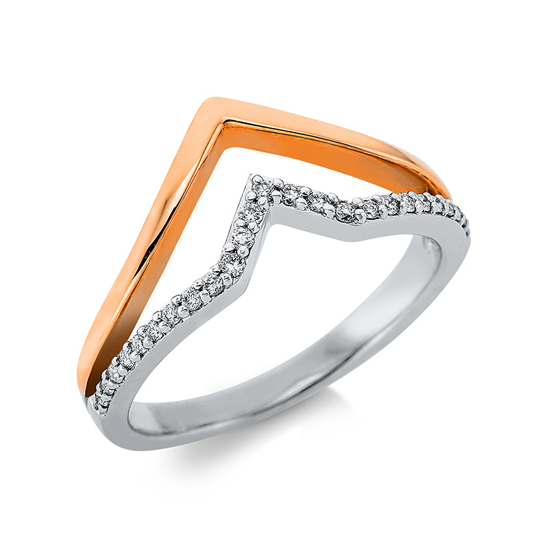 Ring 18 kt RG+WG, 25 Brill. 0,11 ct, TW-vsi