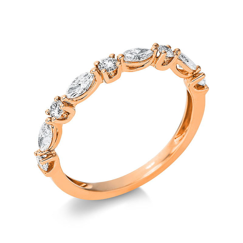 Ring 18 kt RG, 4 Nav. 0,35 ct, TW-si, 5 Brill. 0,20 ct, TW-si