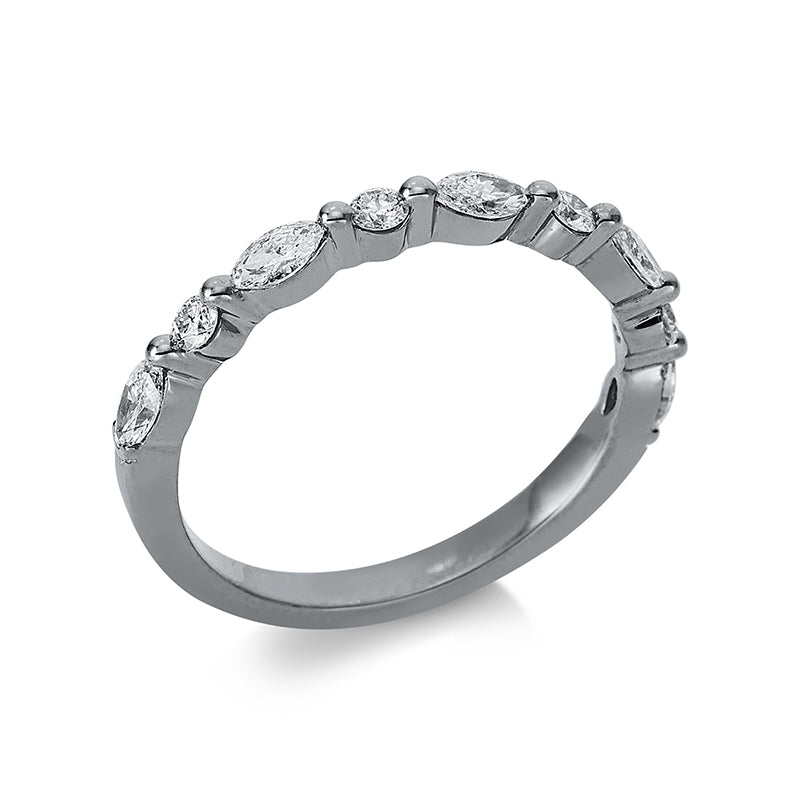 Ring 18 kt WG, 5 Nav. 0,28 ct, TW-si, 4 Brill. 0,13 ct, TW-si