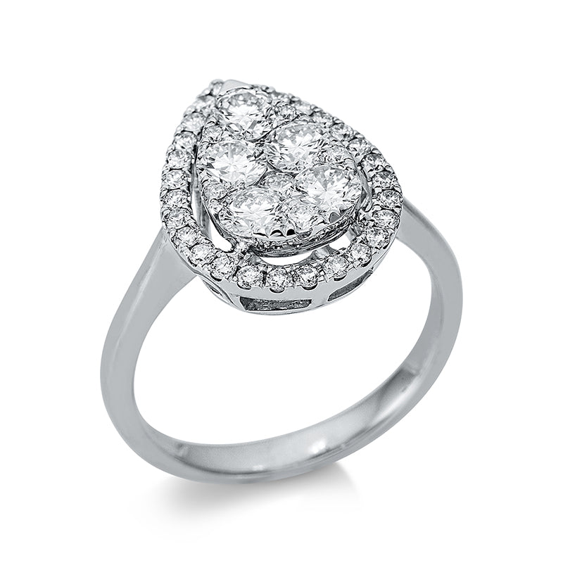 Ring 18 kt WG, 27 Brill. 0,27 ct, TW-si, 2 Brill. 0,06 ct, TW-si, 5 Brill. 0,86 ct, TW-si, 5 Brill. 0,03 ct, TW-si