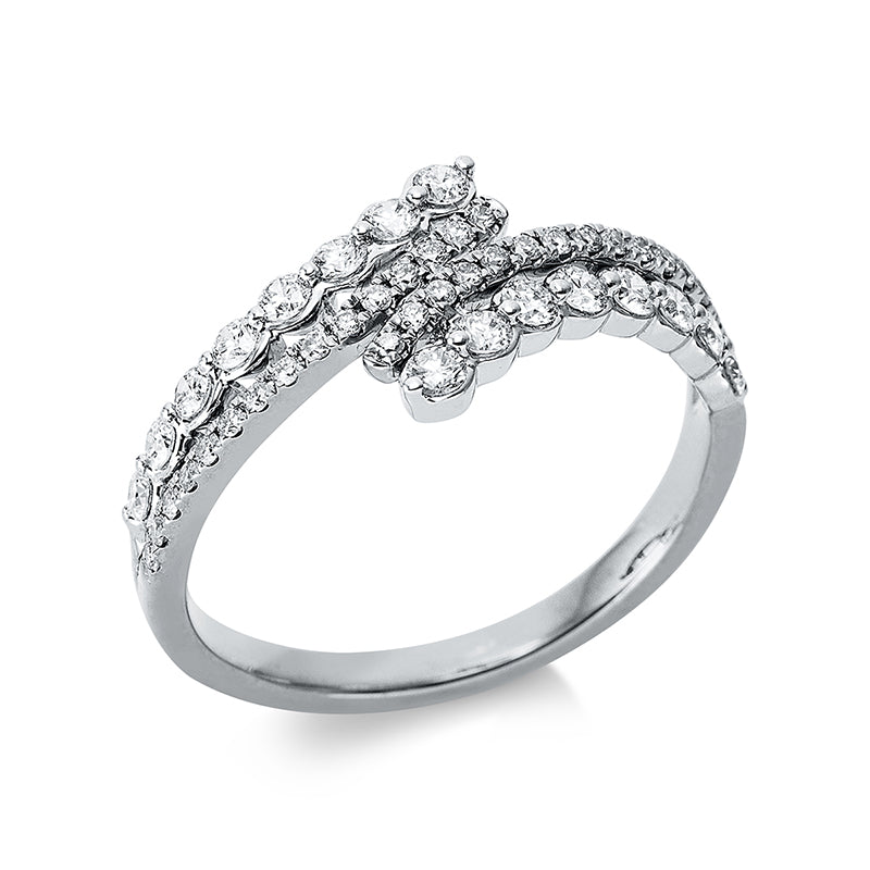 Ring 18 kt WG, 16 Brill. 0,35 ct, TW-si, 30 Brill. 0,14 ct, TW-si