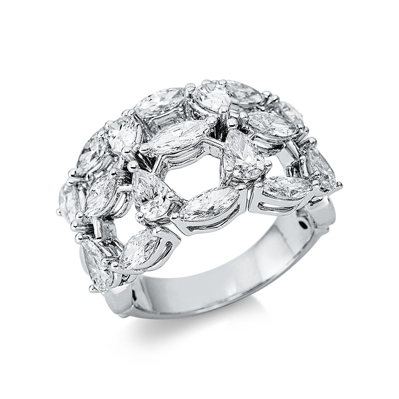 Ring 18 kt WG, 9 Nav. 1,41 ct, I-vsi/si, 8 Tropfen 1,56 ct, I-vvs/vs