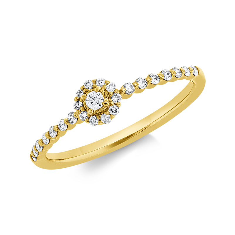 Ring 18 kt GG, 1 Brill. 0,03 ct, TW-pi, 24 Brill. 0,17 ct, TW-pi