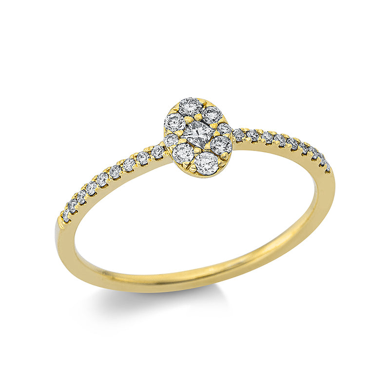 Ring 18 kt GG, 1 Princ. 0,04 ct, TW-si, 26 Brill. 0,16 ct, TW-pi