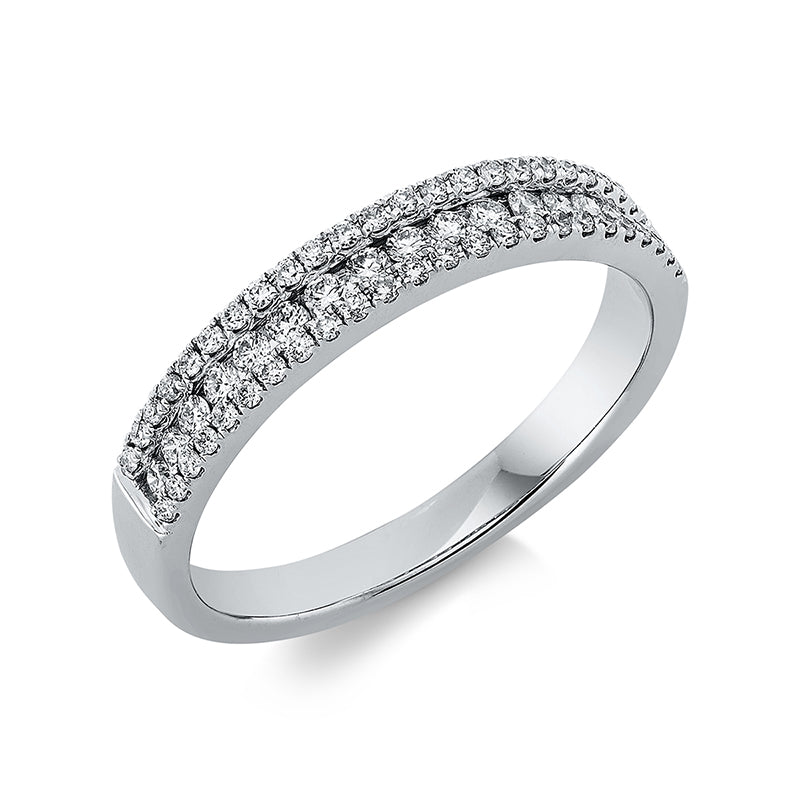 Ring 18 kt WG, 17 Brill. 0,18 ct, TW-si, 48 Brill. 0,16 ct, TW-si