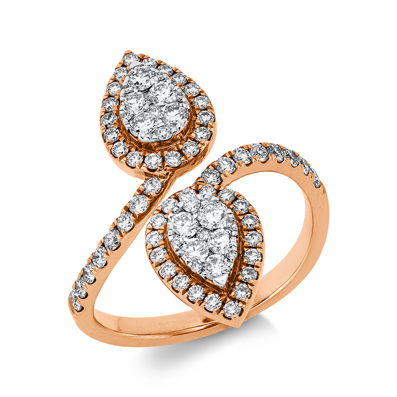 Ring 18 kt RG+WG, 18 Brill. 0,25 ct, TW-si, 10 Brill. 0,33 ct, TW-si, 48 Brill. 0,31 ct, TW-si