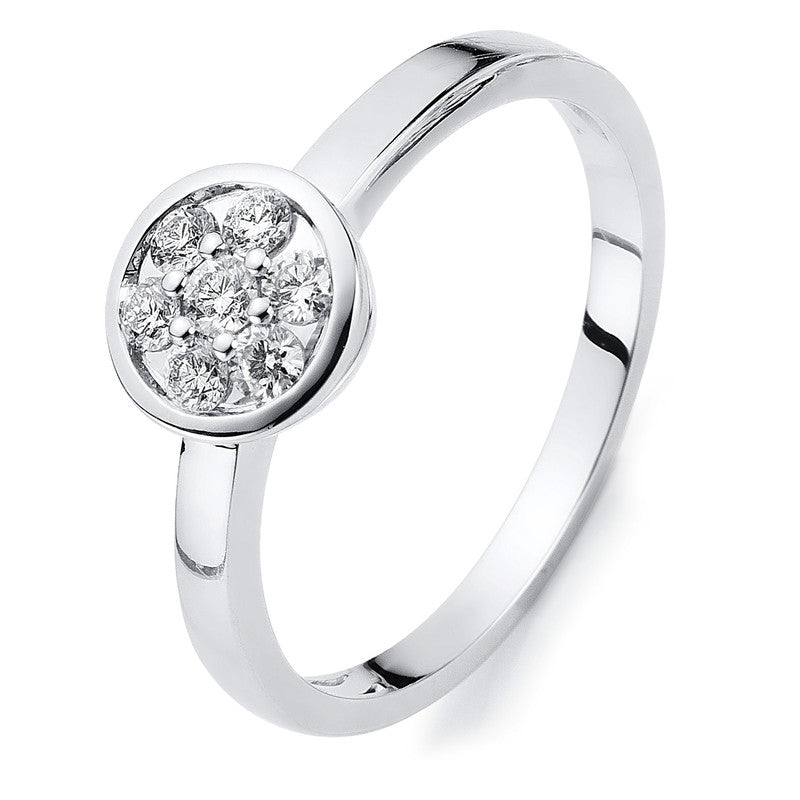Ring 18 kt WG, 7 Brill. 0,25 ct, TW-si