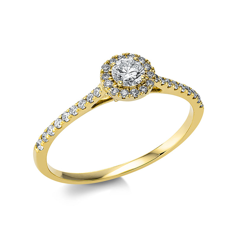 Ring 18 kt GG, 1 Brill. 0,16 ct, TW-si, 32 Brill. 0,17 ct, TW-si
