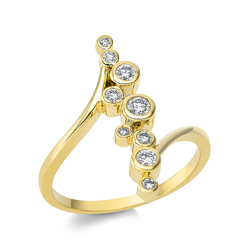 Ring 18 kt GG, 9 Brill. 0,25 ct, TW-si