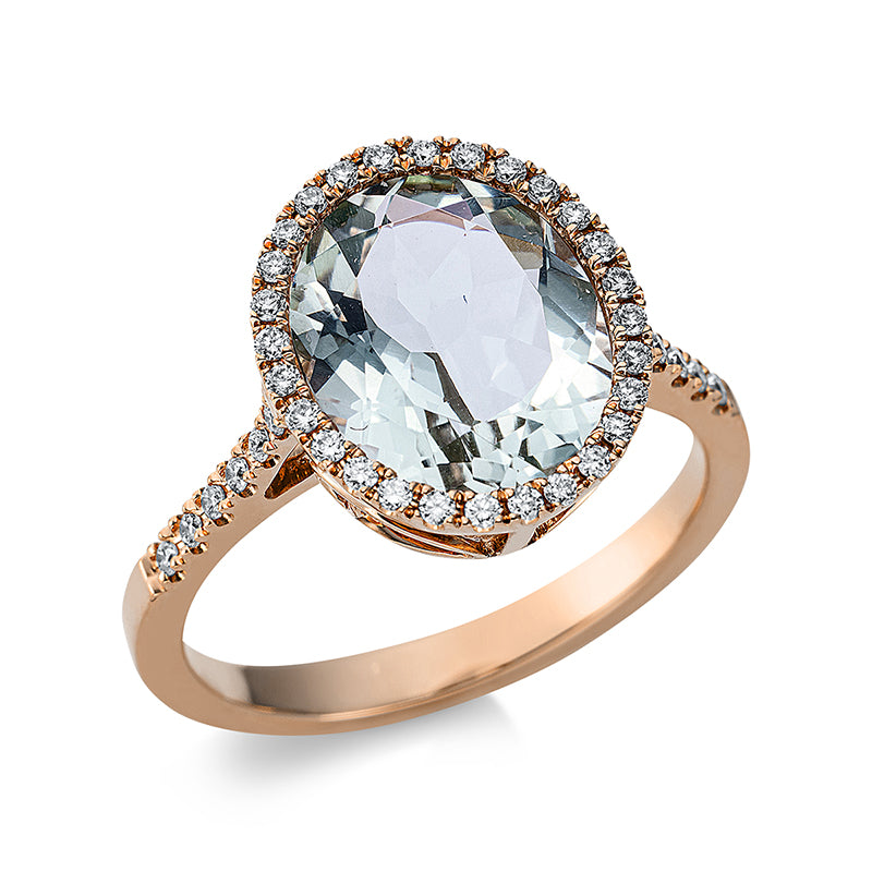 Ring 18 kt RG, 40 Brill. 0,25 ct, TW-si, 1 Amethyst 4,70 ct grün