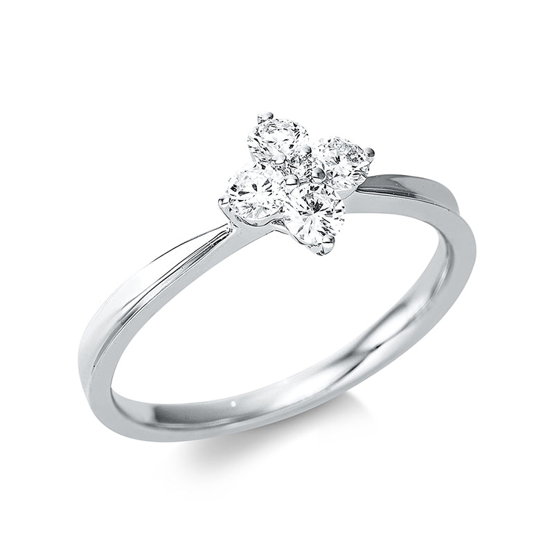 Ring 18 kt WG, 4 Brill. 0,32 ct, TW-si, 1 Brill. 0,02 ct, TW-si