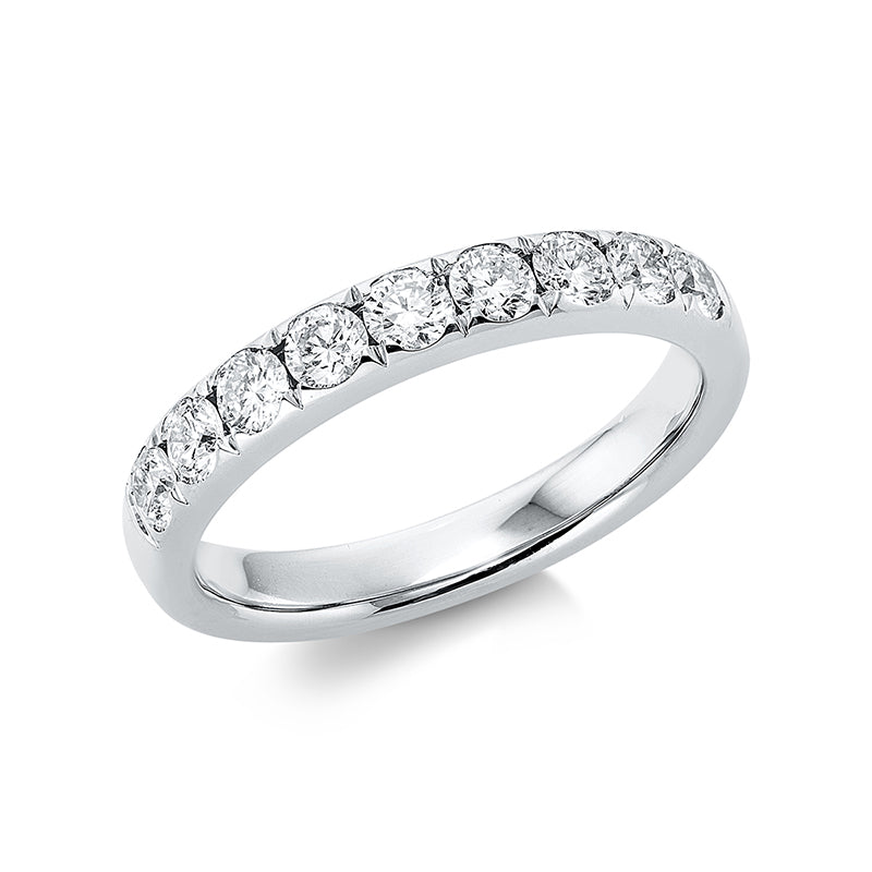 Ring 14 kt WG, 9 Brill. 0,72 ct, TW-si