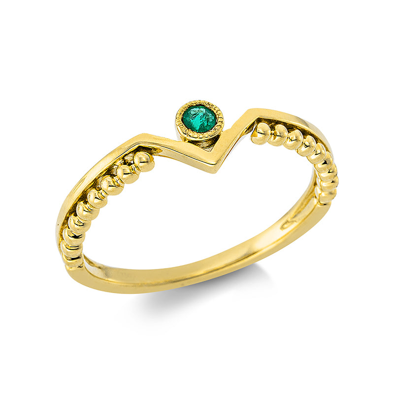 Ring 18 kt GG, 1 Smaragd 0,07 ct grün