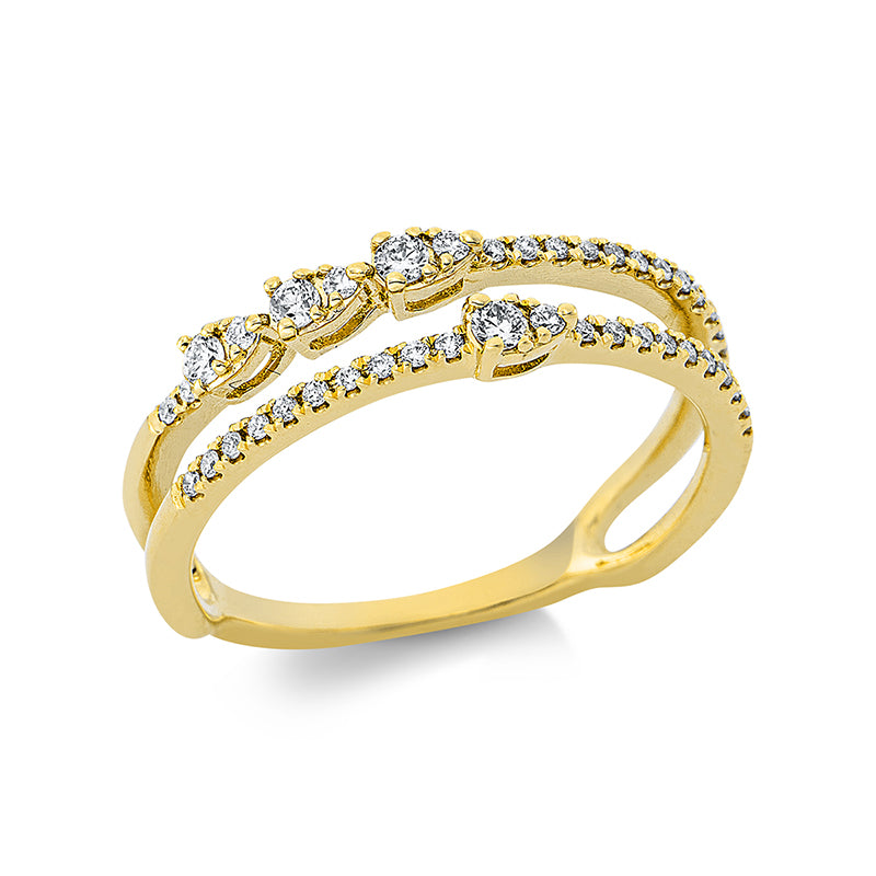 Ring 18 kt GG, 4 Brill. 0,08 ct, TW-pi, 38 Brill. 0,12 ct, TW-pi
