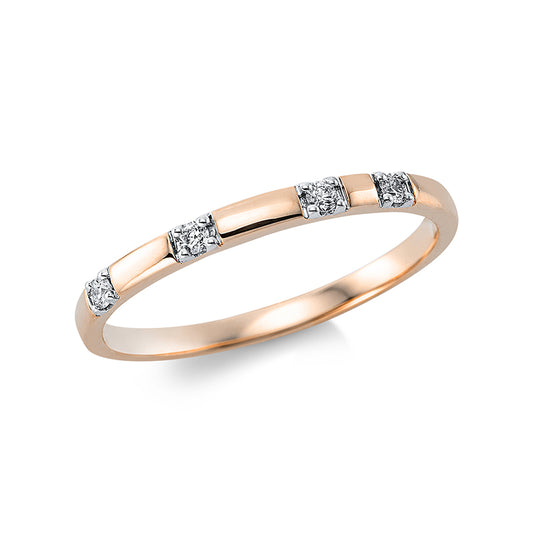 Ring 18 kt RG, Fassung rhodiniert, 4 Brill. 0,06 ct, TW-si