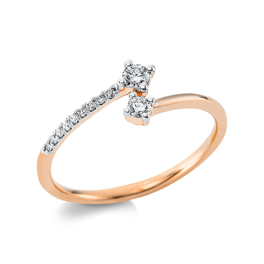 Ring 18 kt RG, Fassung rhodiniert, 11 Brill. 0,17 ct, TW-si