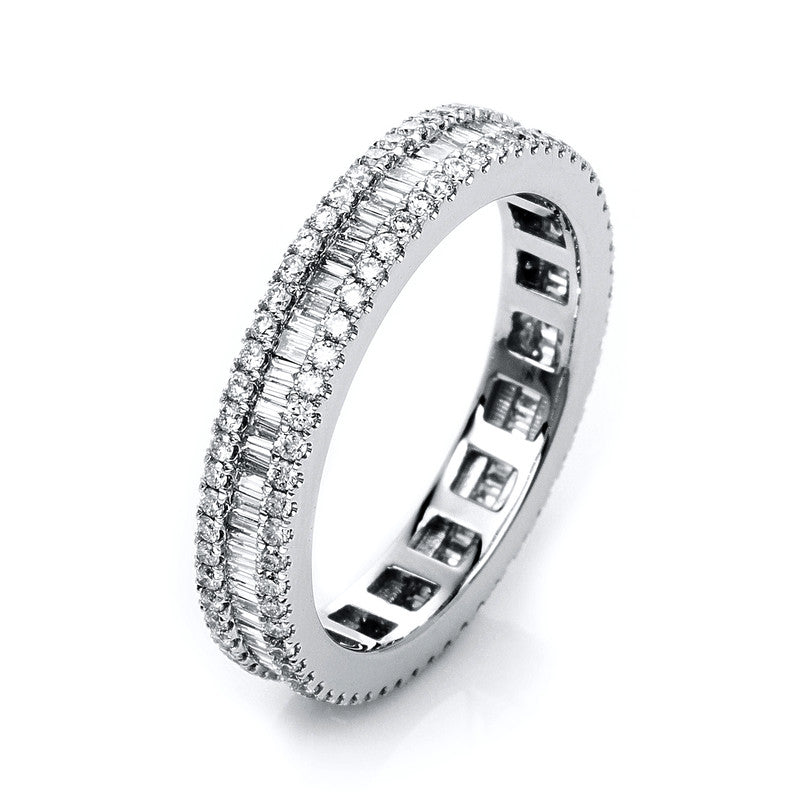 Ring 18 kt WG, 77 Bag. 0,53 ct, TW-si, 120 Brill. 0,62 ct, TW-si
