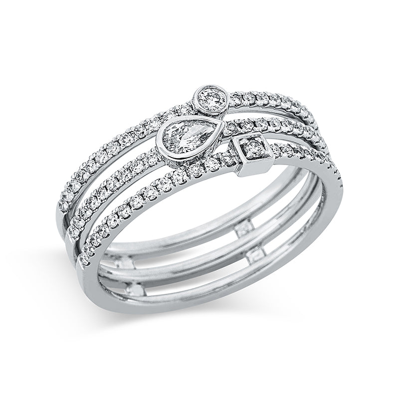 Ring 18 kt WG, 1 Brill. 0,10 ct, TW-si, 66 Brill. 0,35 ct, TW-si