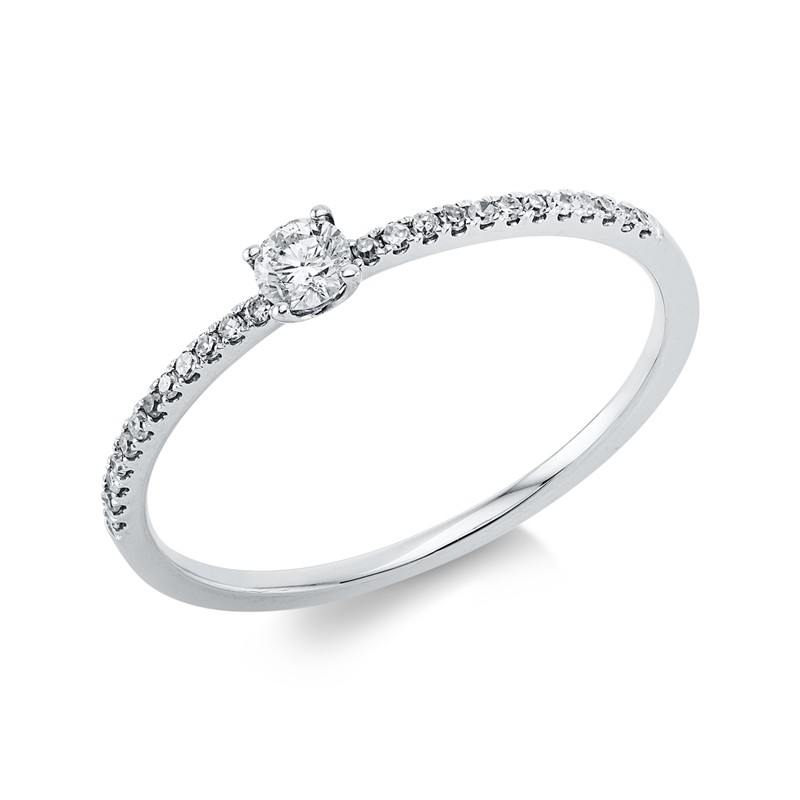 Ring 18 kt WG, 24 Dia. 0,07 ct, W-si, 1 Brill. 0,10 ct, TW-pi