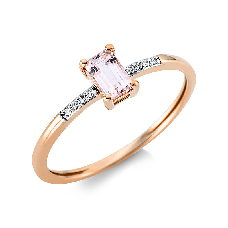 Ring 18 kt RG, 8 Dia. 0,02 ct, TW-si, 1 Morganit 0,24 ct rosa