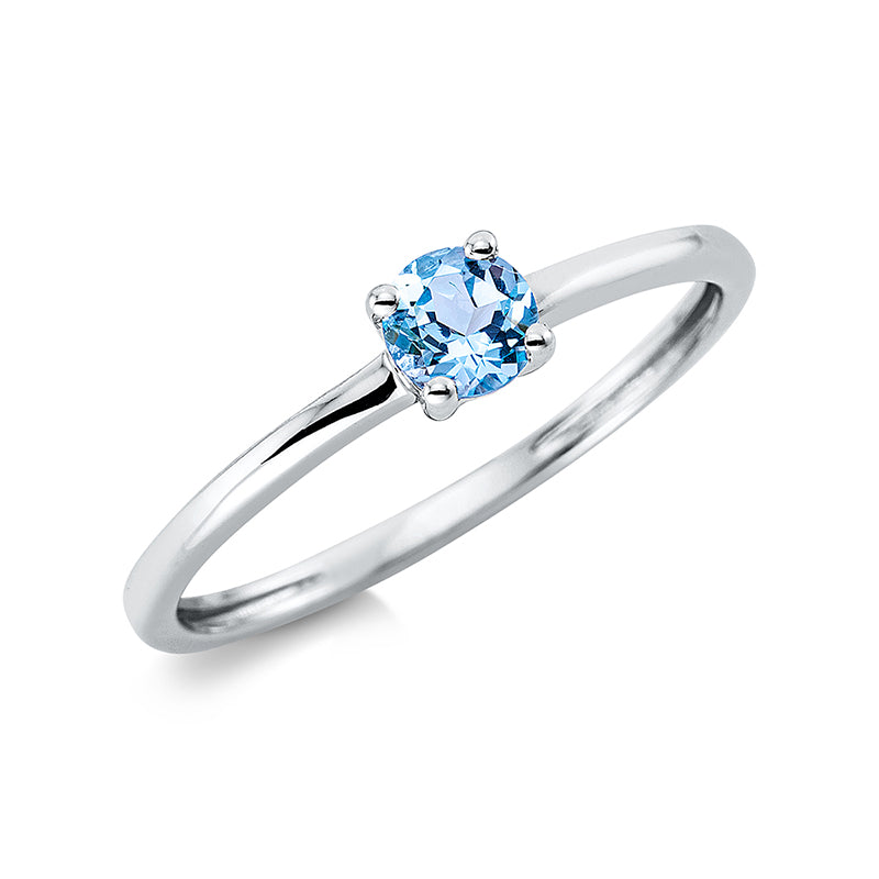 Ring 18 kt WG, 1 Topas 0,30 ct blau