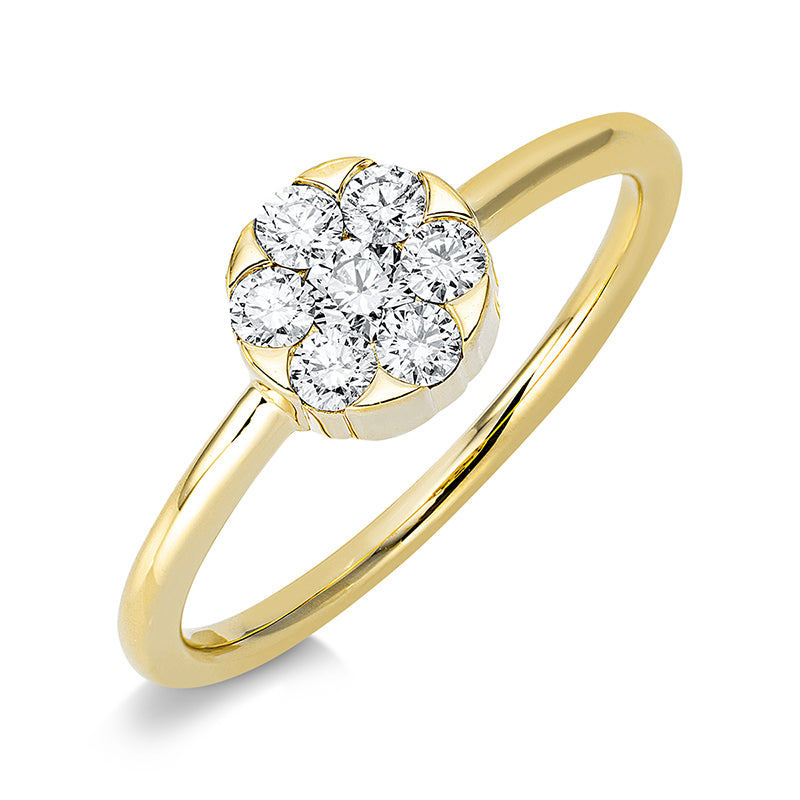 Ring 18 kt GG, 1 Brill. 0,10 ct, TW-si, 6 Brill. 0,27 ct, TW-si