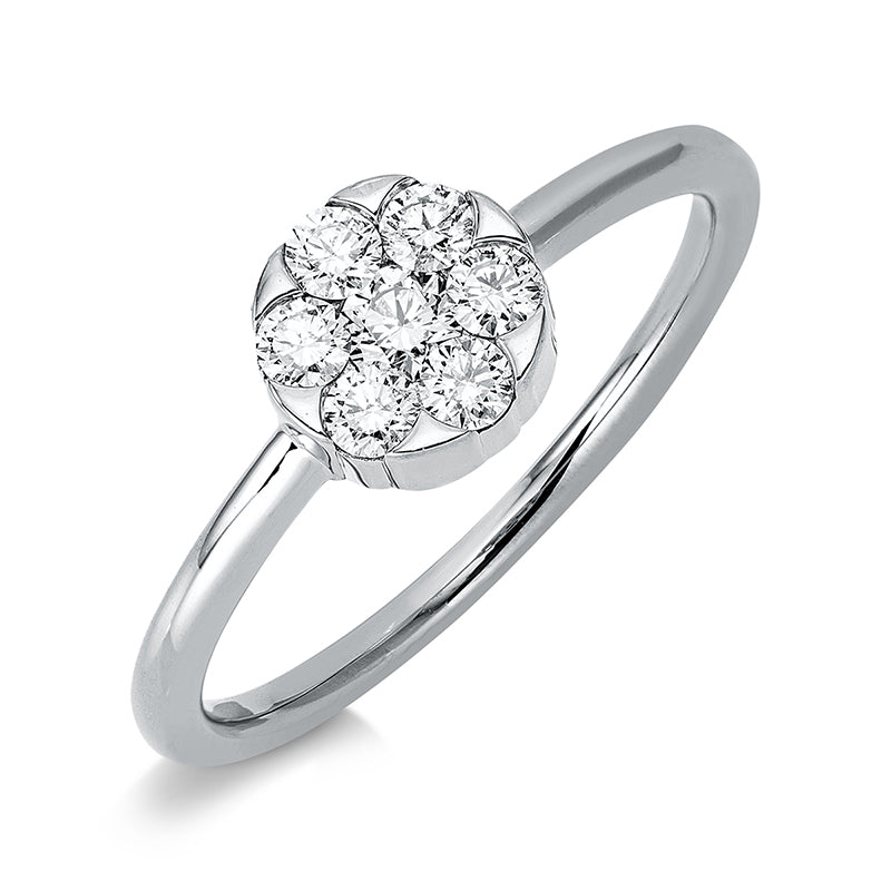 Ring 18 kt WG, 1 Brill. 0,10 ct, TW-si, 6 Brill. 0,27 ct, TW-si