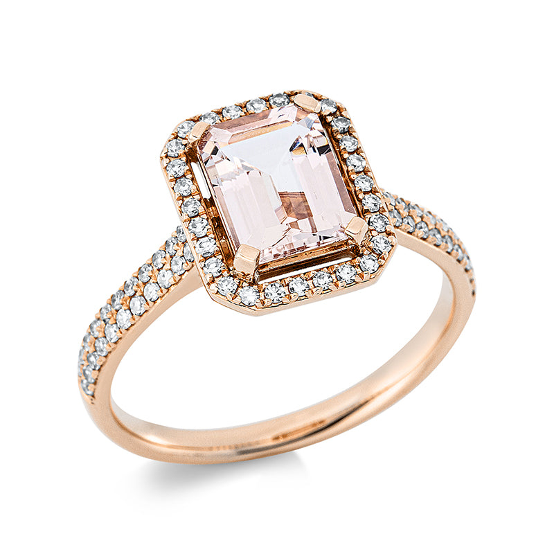 Ring 18 kt RG, 72 Dia. 0,26 ct, TW-si, 1 Morganit 1,30 ct rosa