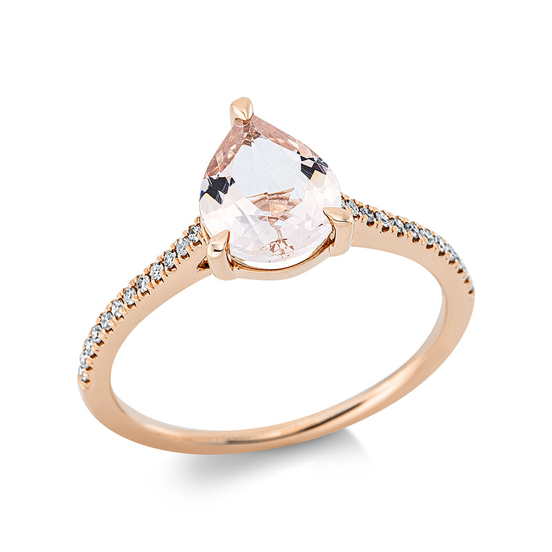 Ring 18 kt RG, 24 Dia. 0,09 ct, TW-si, 1 Morganit 1,27 ct rosa