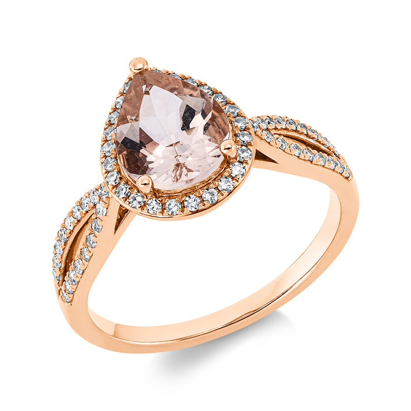 Ring 18 kt RG, 59 Dia. 0,24 ct, TW-si, 1 Morganit 1,29 ct rosa