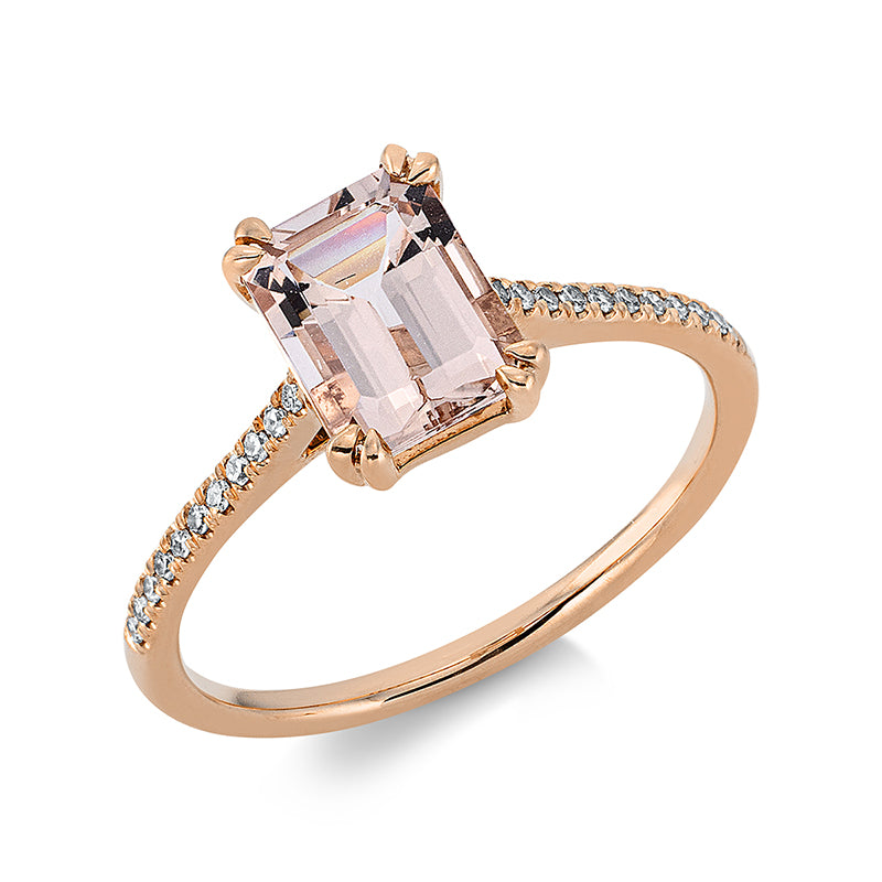 Ring 18 kt RG, 22 Dia. 0,08 ct, TW-si, 1 Morganit 1,99 ct rosa