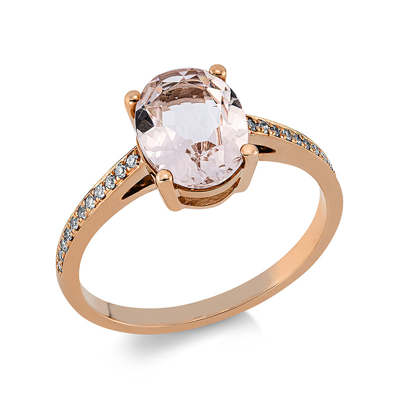 Ring 18 kt RG, 22 Dia. 0,08 ct, TW-si, 1 Morganit 1,47 ct rosa