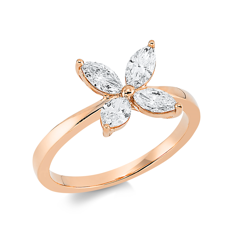 Ring 18 kt RG, 4 Nav. 0,77 ct, TW-si